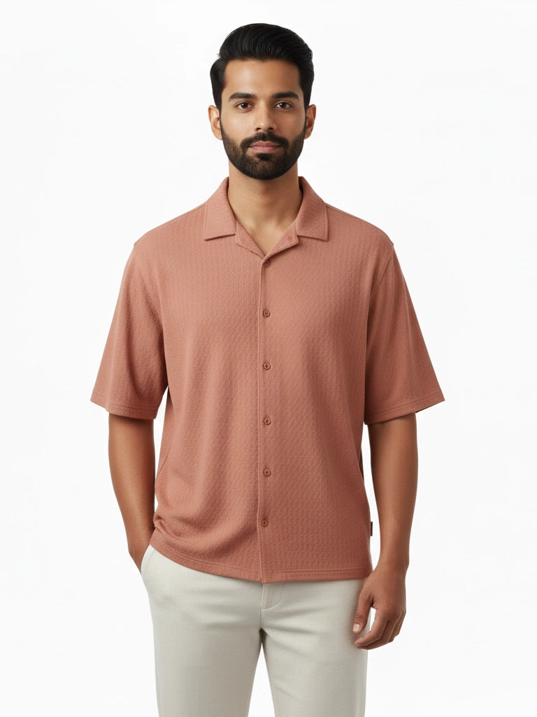 Shop Men's Half Sleeve Polyester Pink Shirt Front Pocket View - Pink 