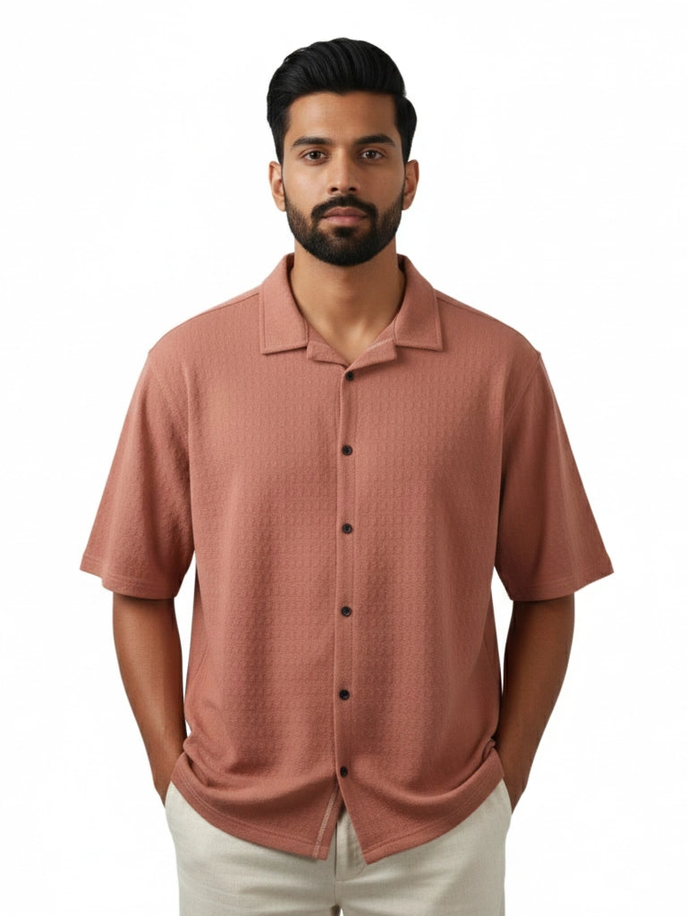 Shop Men's Half Sleeve Polyester Shirt Right Side View - Pink