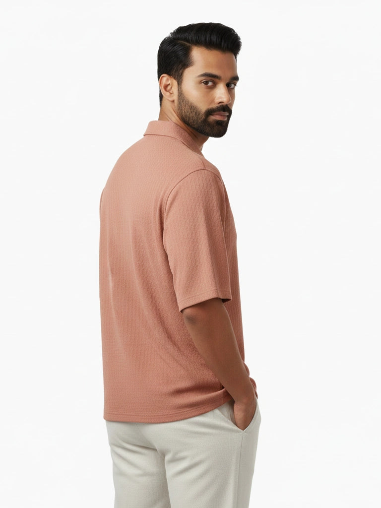 Shop Men's Half Sleeve Polyester Shirt Right Side View - Pink