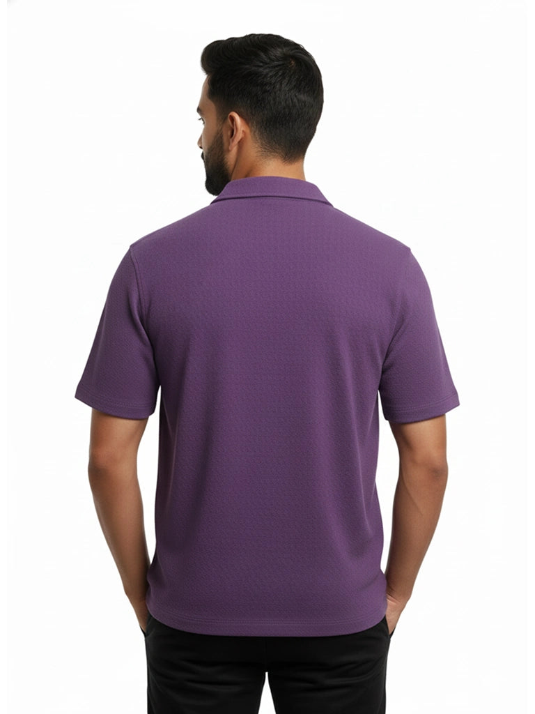 Buy Online Men Half Sleeve  Plain Loose Fit Shirts For Men - Violet