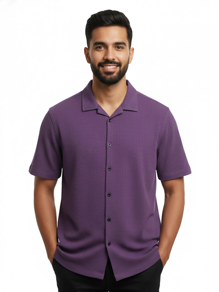 Half sleeve polyester shirt for Men - Violet 