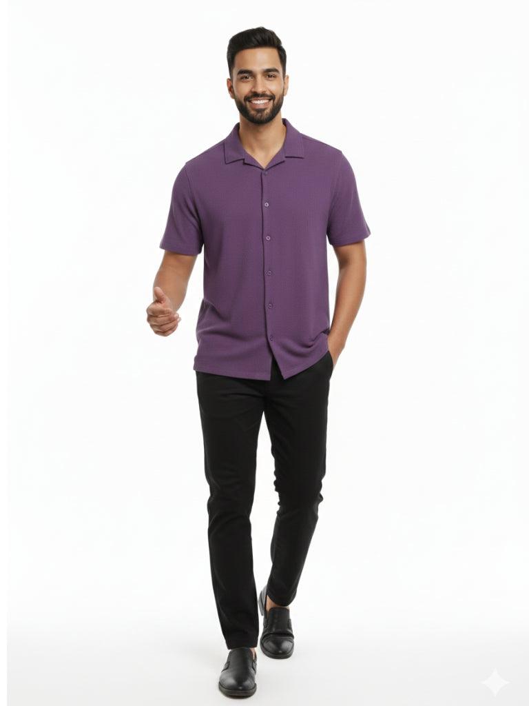 Shop Men's Half Sleeve Polyester Right Side View - Violet