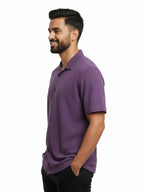 Violet Color Pollster Shirts For Men 2XL half sleeve - Violet 