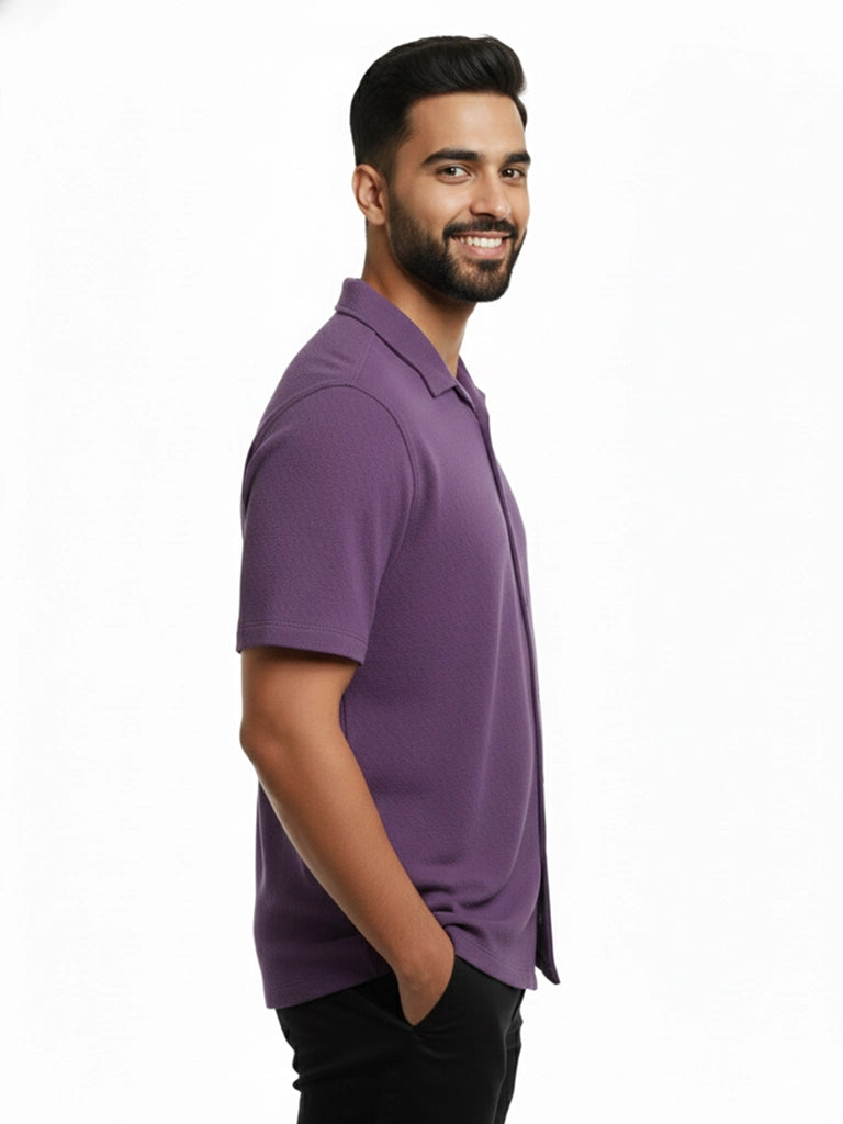 Shop Men's Half Sleeve Polyester Right Side View - Violet