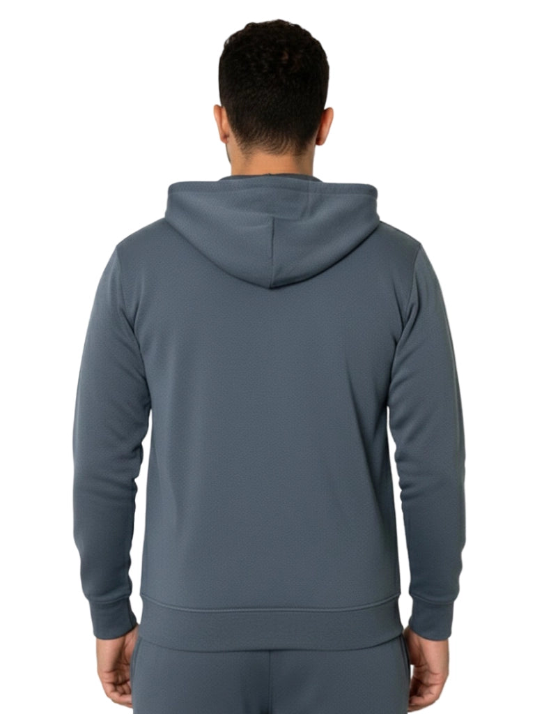 Shop Men's Poly Grindel Hoodie With Full Zip Back View - Gray