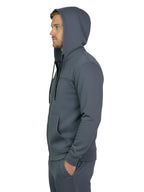 Shop Men's Poly Grindel Hoodie With Full Zip Left Side View - Gray 