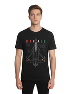Men’s Round Neck Front & Back Printed Cotton T Shirts Front View - Black