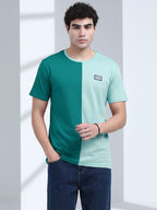 Shop men’s super combed cotton crew neck tees - Green & Pink