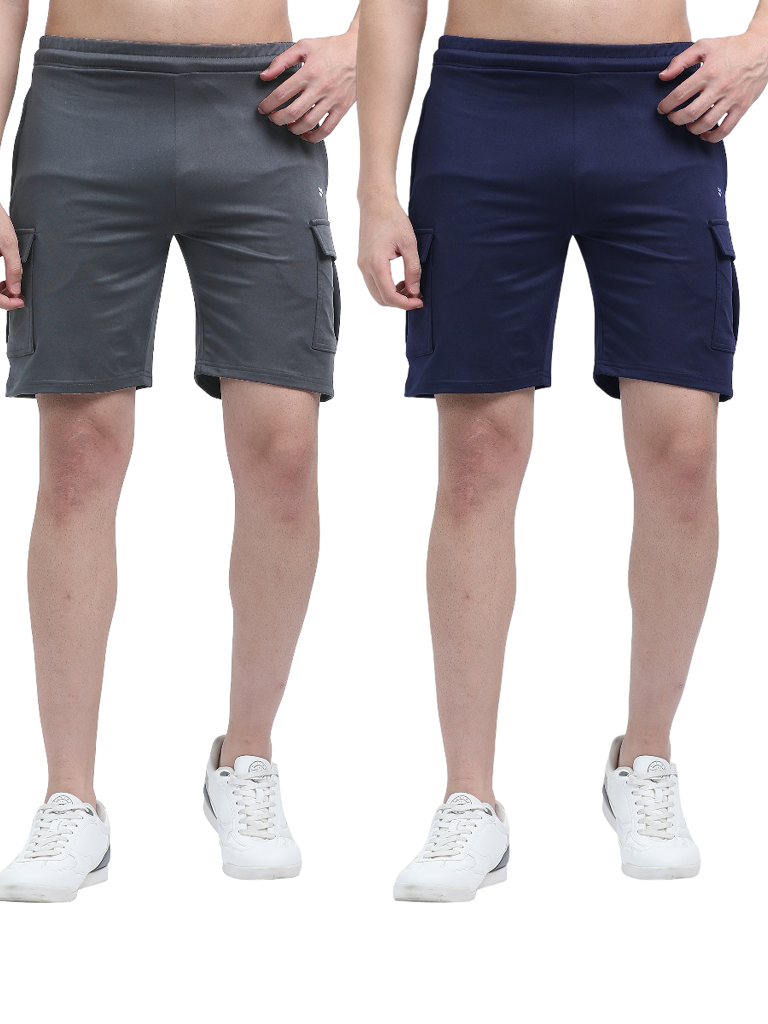 Shop Online Cargo Shorts Combo - Blue & Gray 