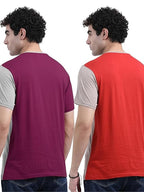 Shop premium combed cotton round neck t shirts for men - Pink & Red 