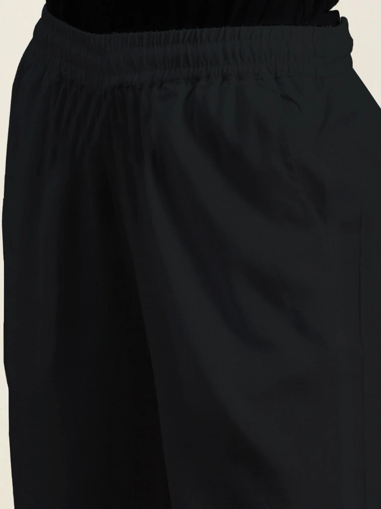 women's cotton pants black color hipelastic view buy online - Black