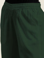 women's cotton pants bottle green color hipelastic view buy online - Bottle Green