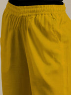 women's cotton pants gold color side view buy online - Gold