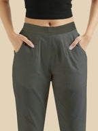 women's cotton pants gray color front view shop online - Gray