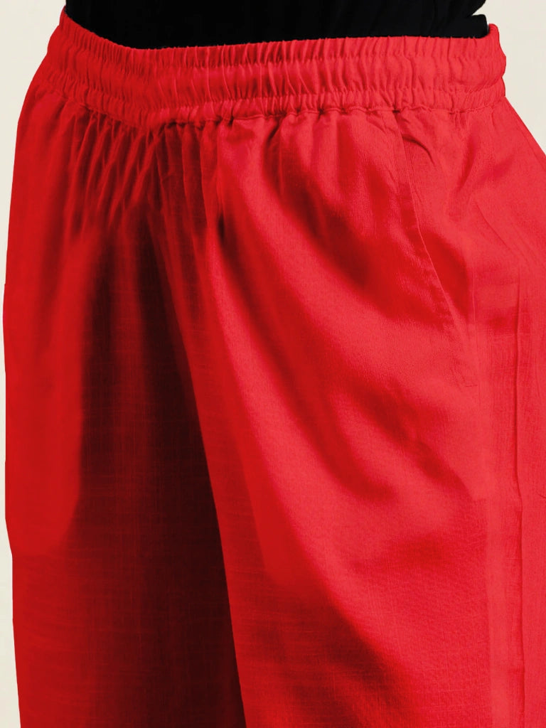 women's cotton pants red color hipelastic view buy online - Red