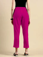 women's cotton pants royal pink color back view shop online - Royal Pink