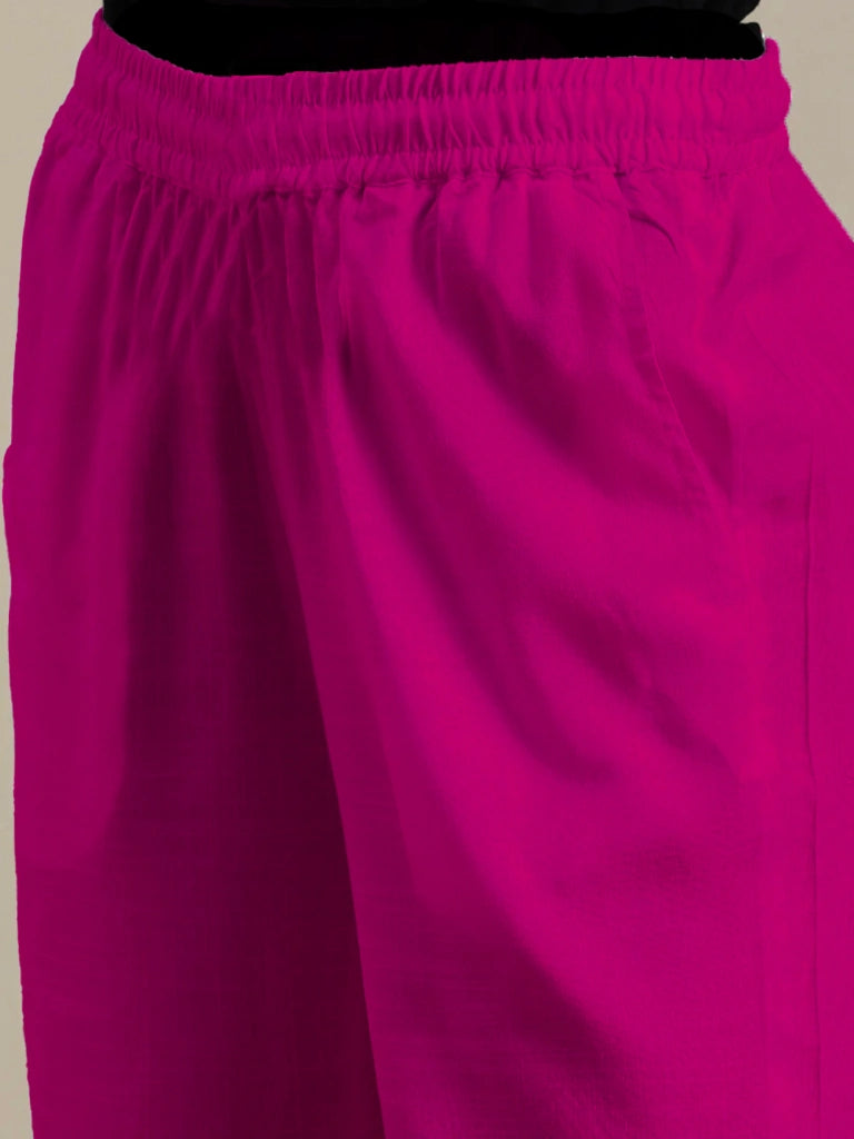 women's cotton pants royal pink color front view shop online - Royal Pink