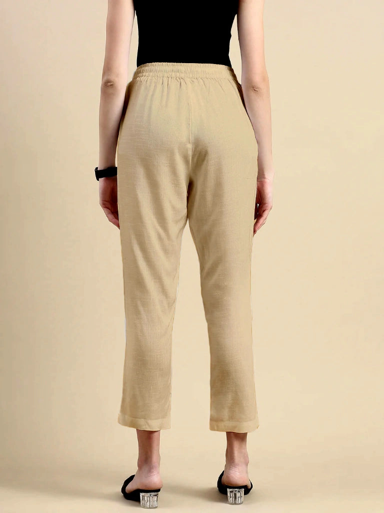 women's cotton pants skin color back view shop online - Skin