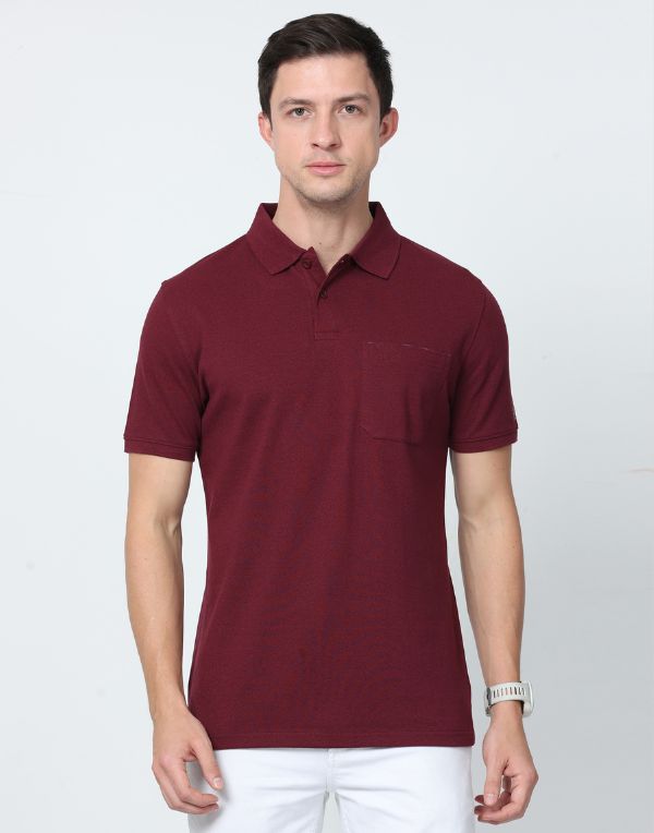 Eco polo T-shirt Maroon colour with pocket