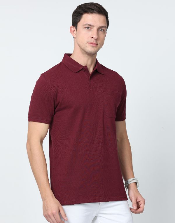 Eco polo T-shirt Maroon colour with pocket