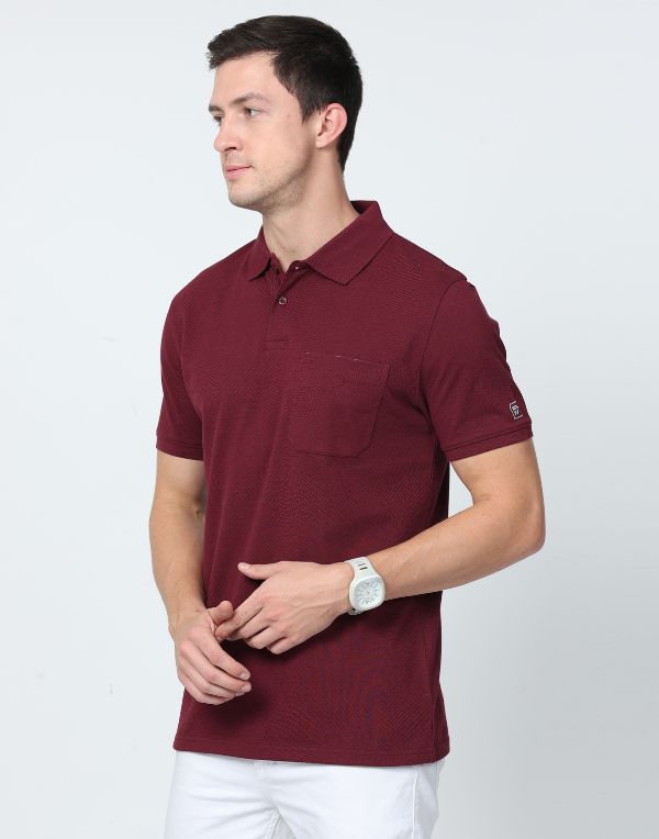 Eco polo T-shirt Maroon colour with pocket