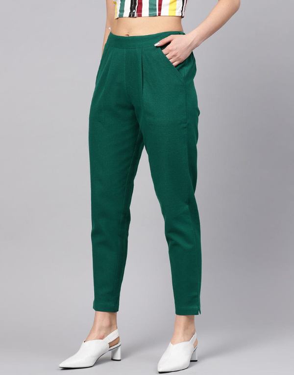 Bottle Green Women Straight Pant