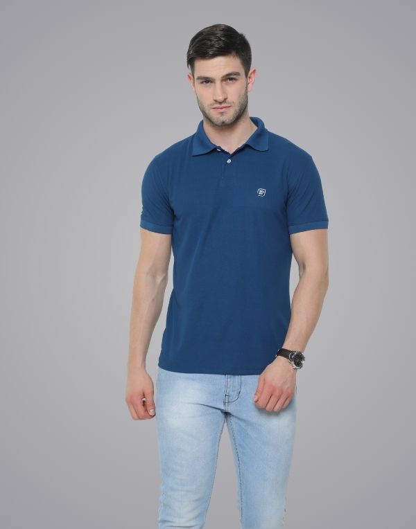 Poly Polo Blue T-Shirt | ibx