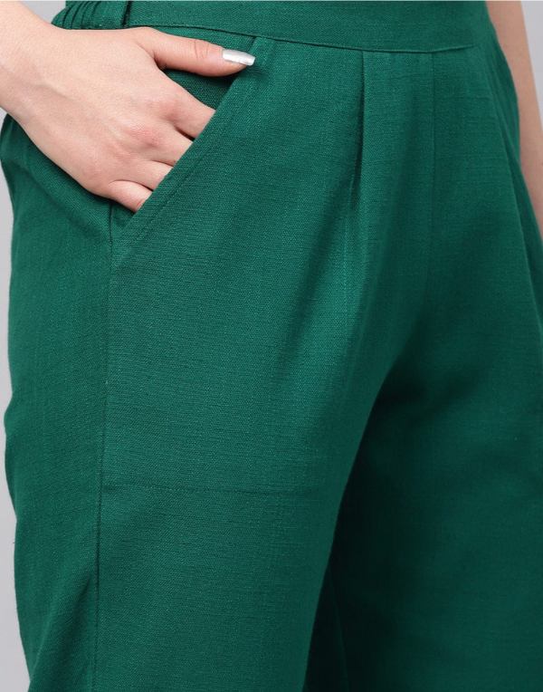 Bottle Green Women Straight Pant